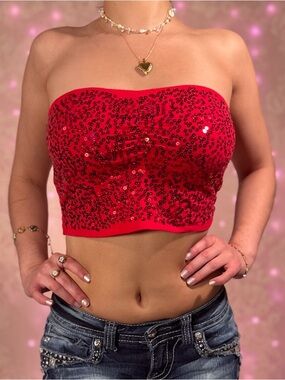 Deb Red Sequin Tube Top